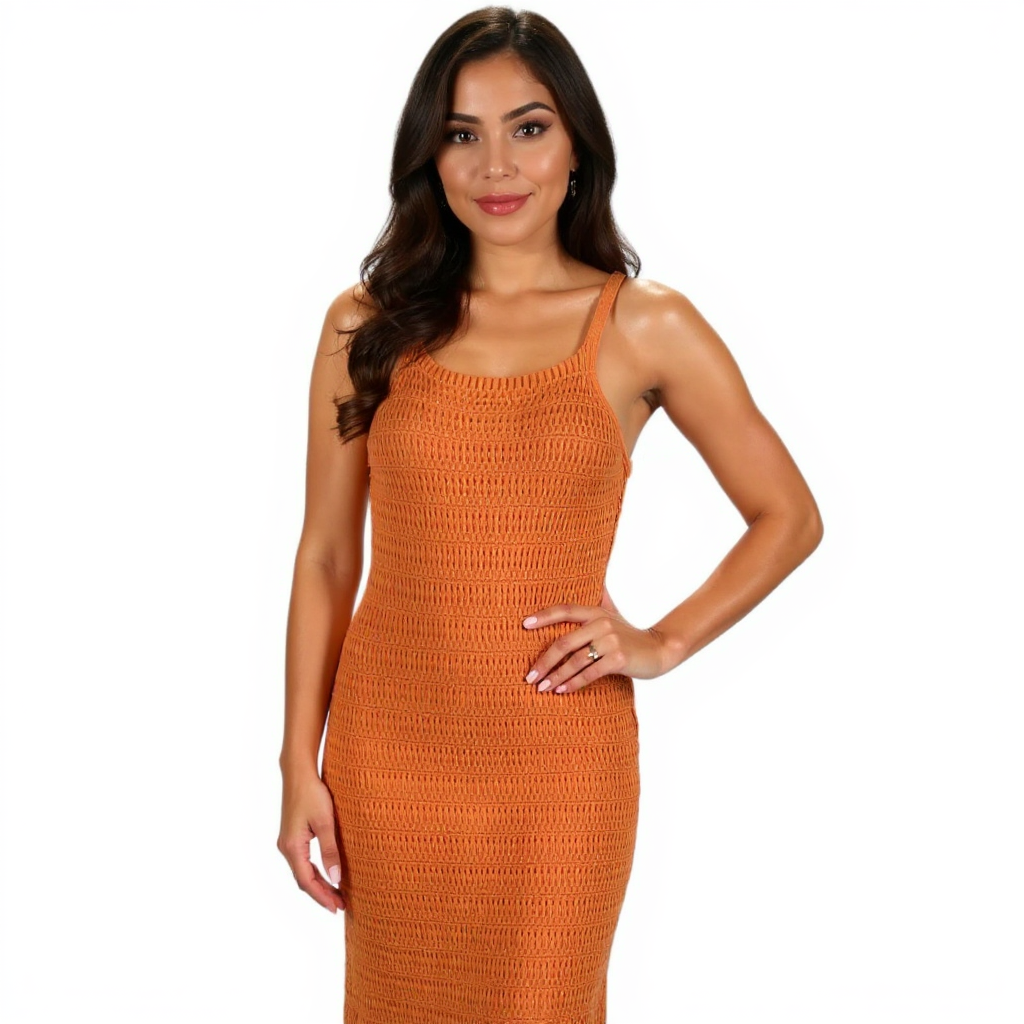Willow & Wind Orange Knit Pre-Owned Ladies Dress - Size Large