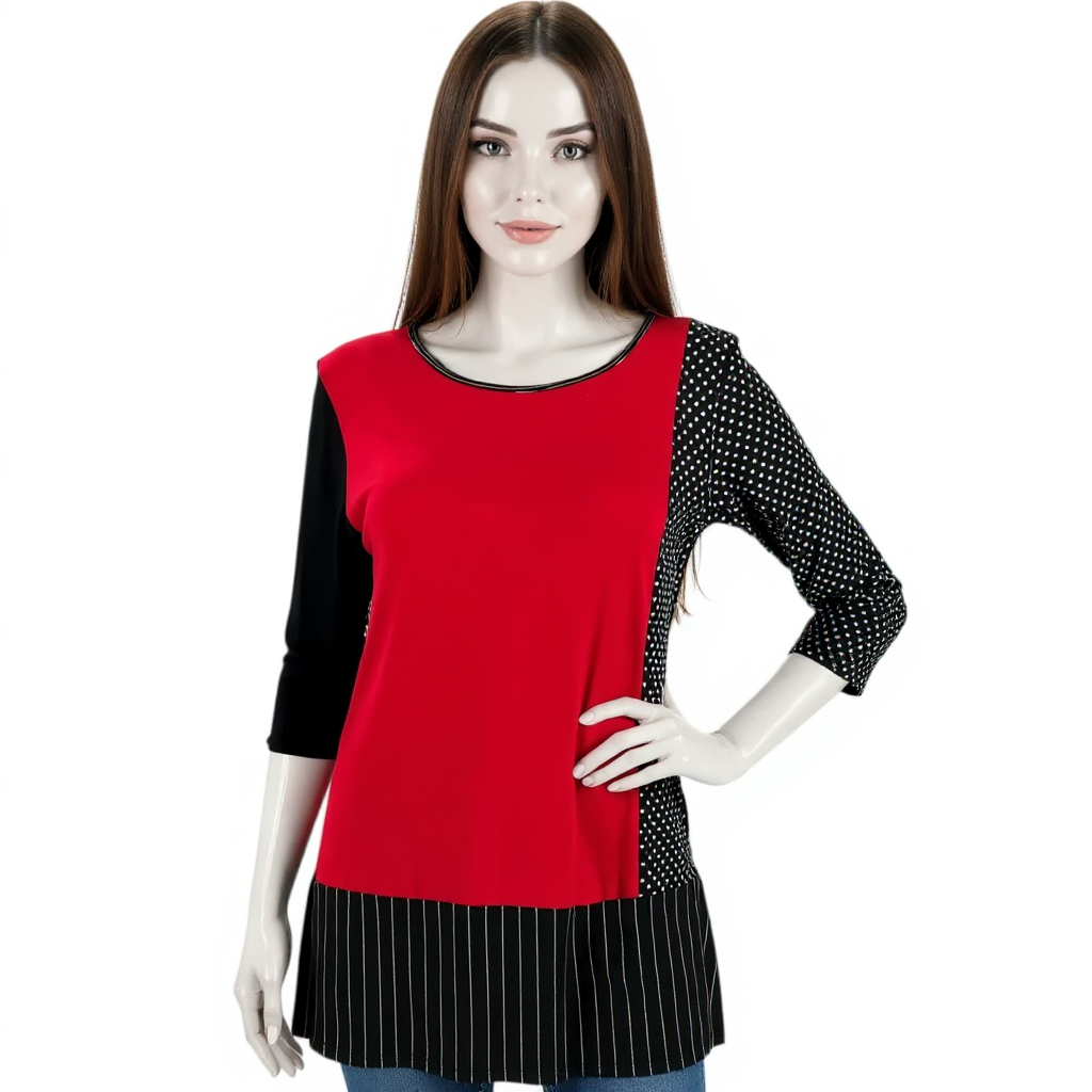 Cielo Blu Red/Black Pre-Owned Ladies Top - Size Small