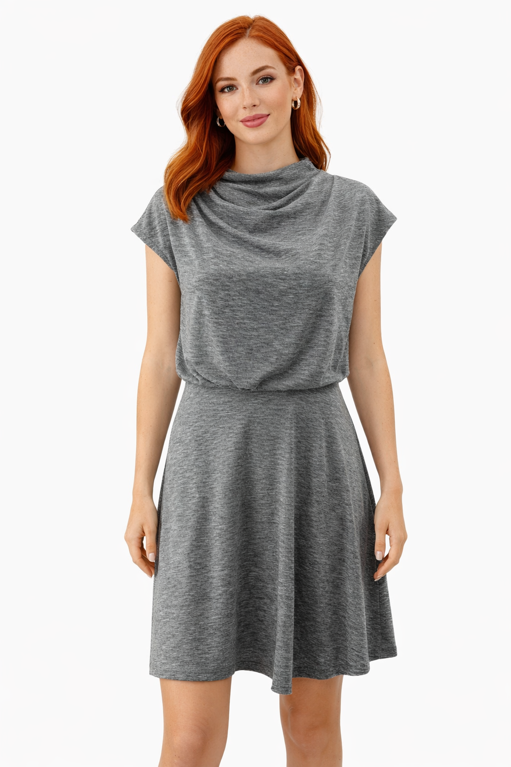 Ann Taylor Gray Heathered Pre-Owned Ladies Dress - Size 12 Petite