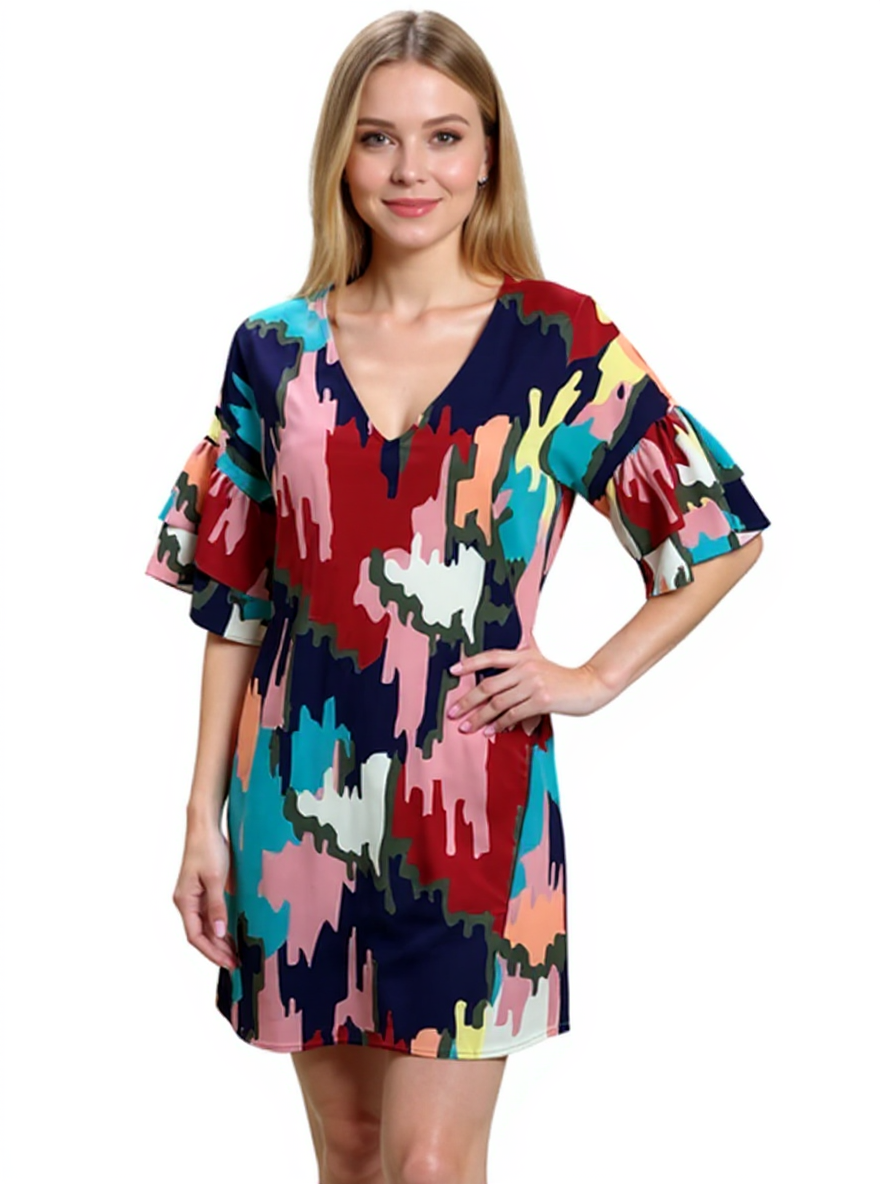 Crosby Multi Color Print Pre-Owned Ladies Dress -  Size Small