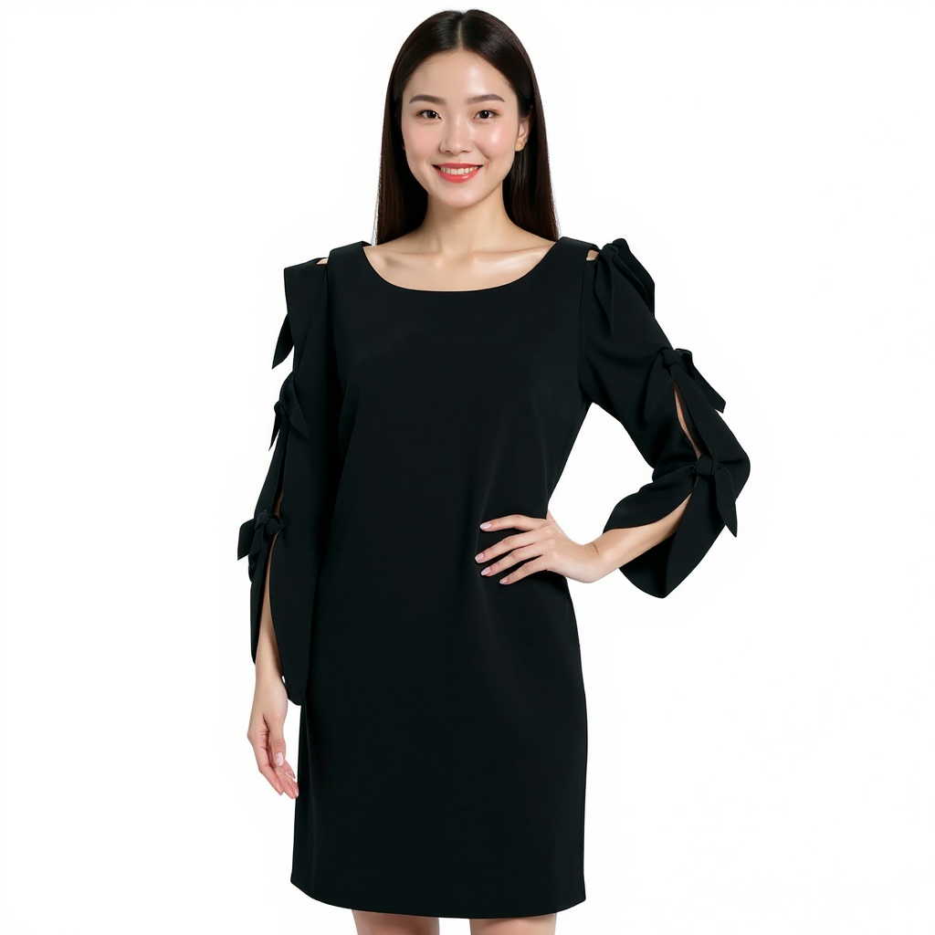 Vince Camuto Black Solid Pre-Owned New with Tags Ladies Dress - Size Large Petite