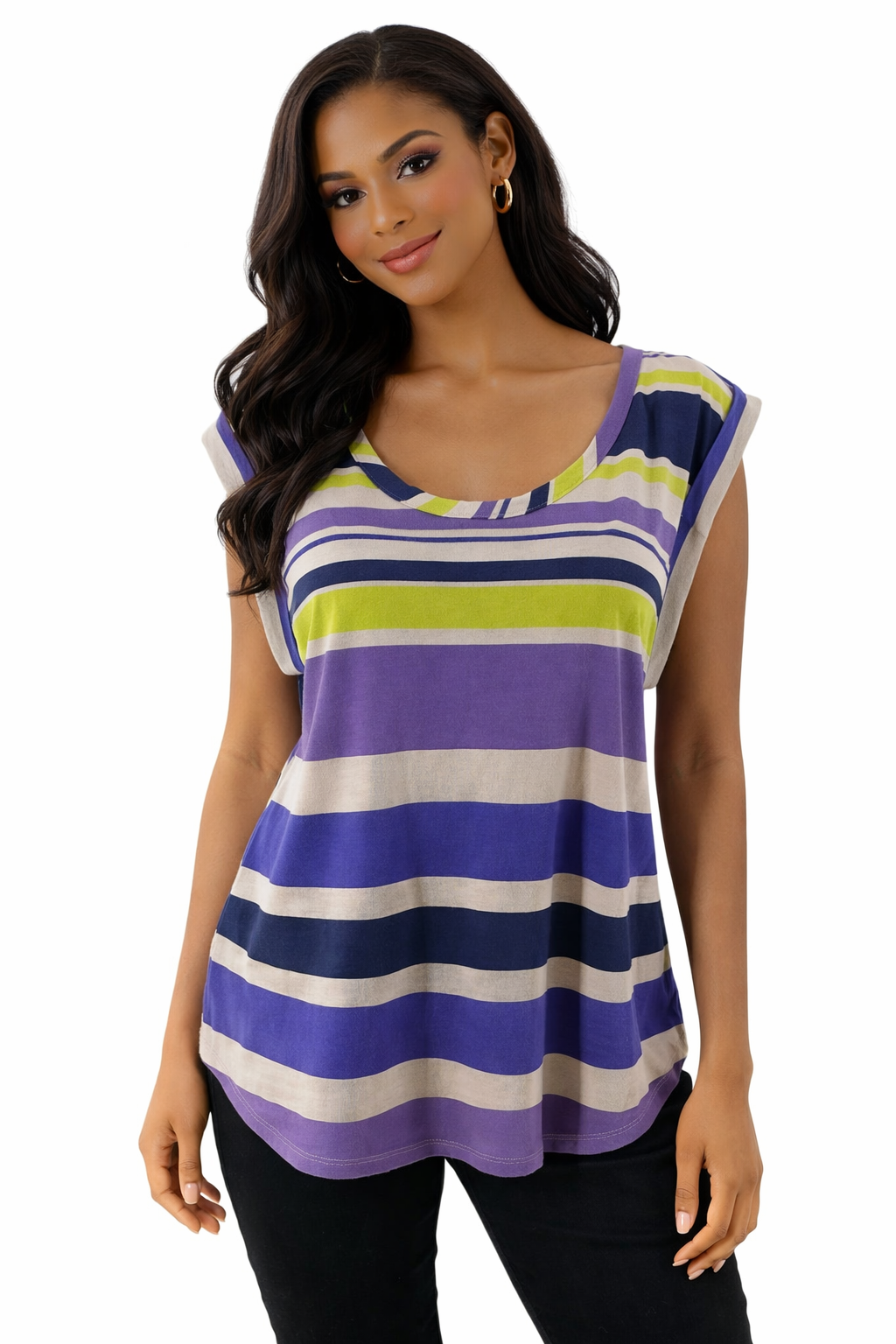 Jessica Simpson - Purple/Multi Stripe Pre-Owned Ladies Top - Size Small