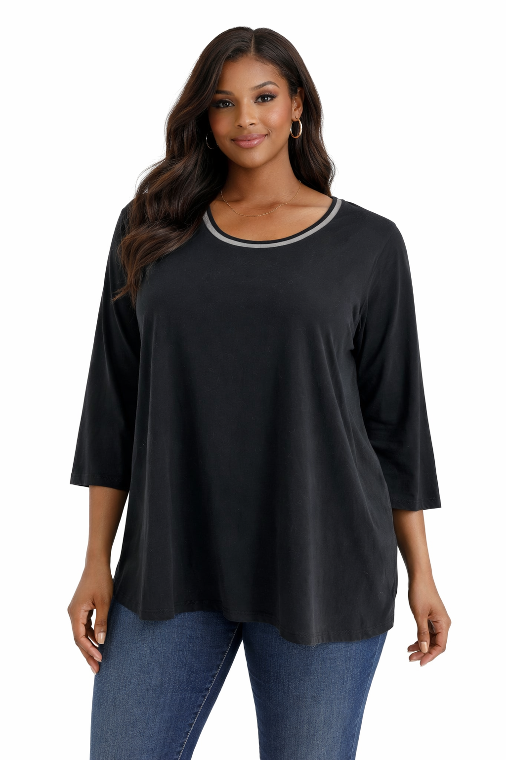 Catherine Black Solid Pre-Owned Ladies Top -  Size 3X