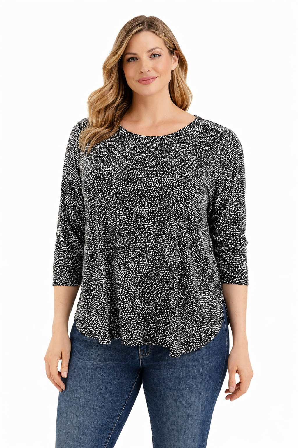 Philosophy Black/Cream Dots Pre-Owned Ladies Top - Size 2X