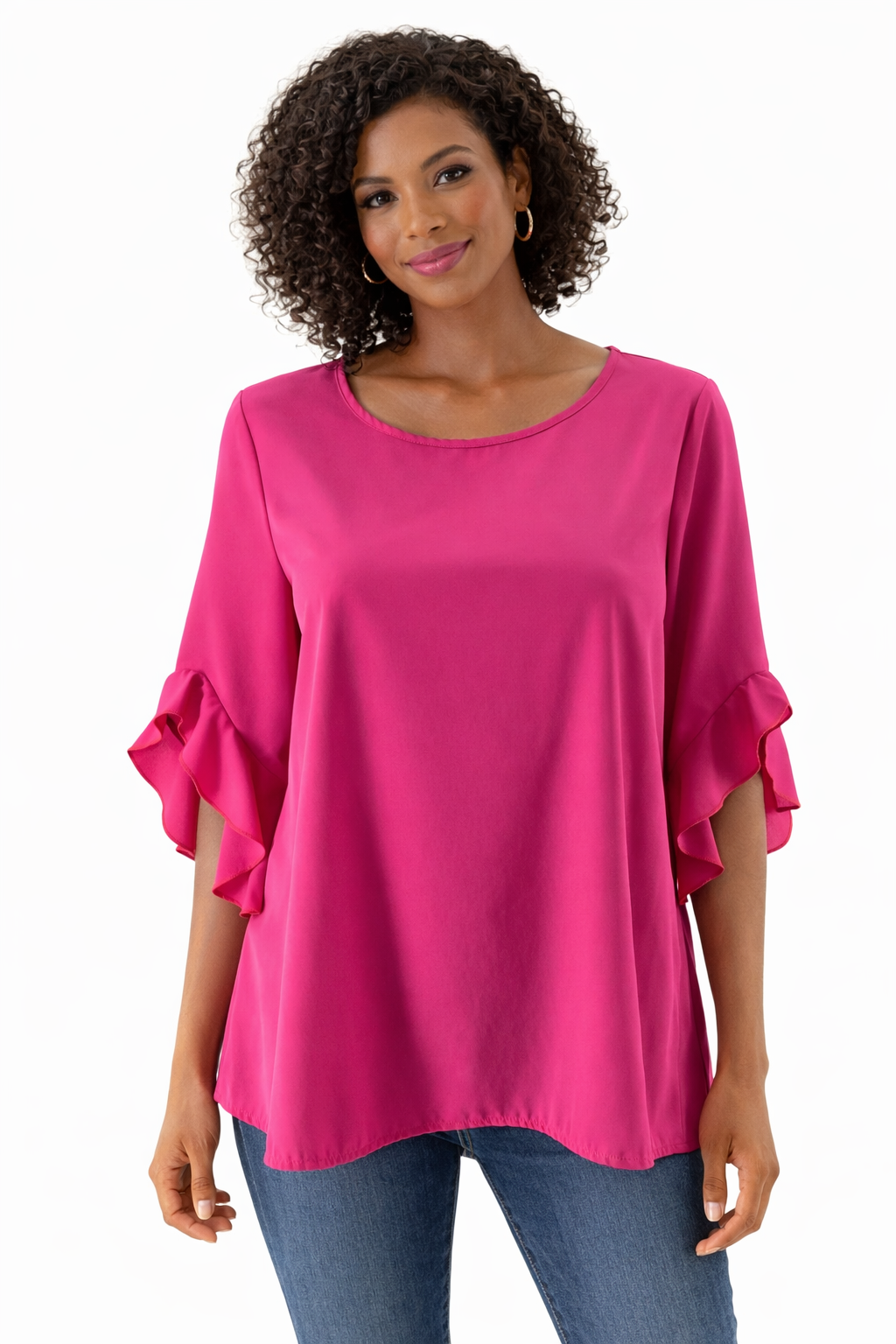 Shein - Pink Solid Pre-Owned Ladies Casual Top - Size Large