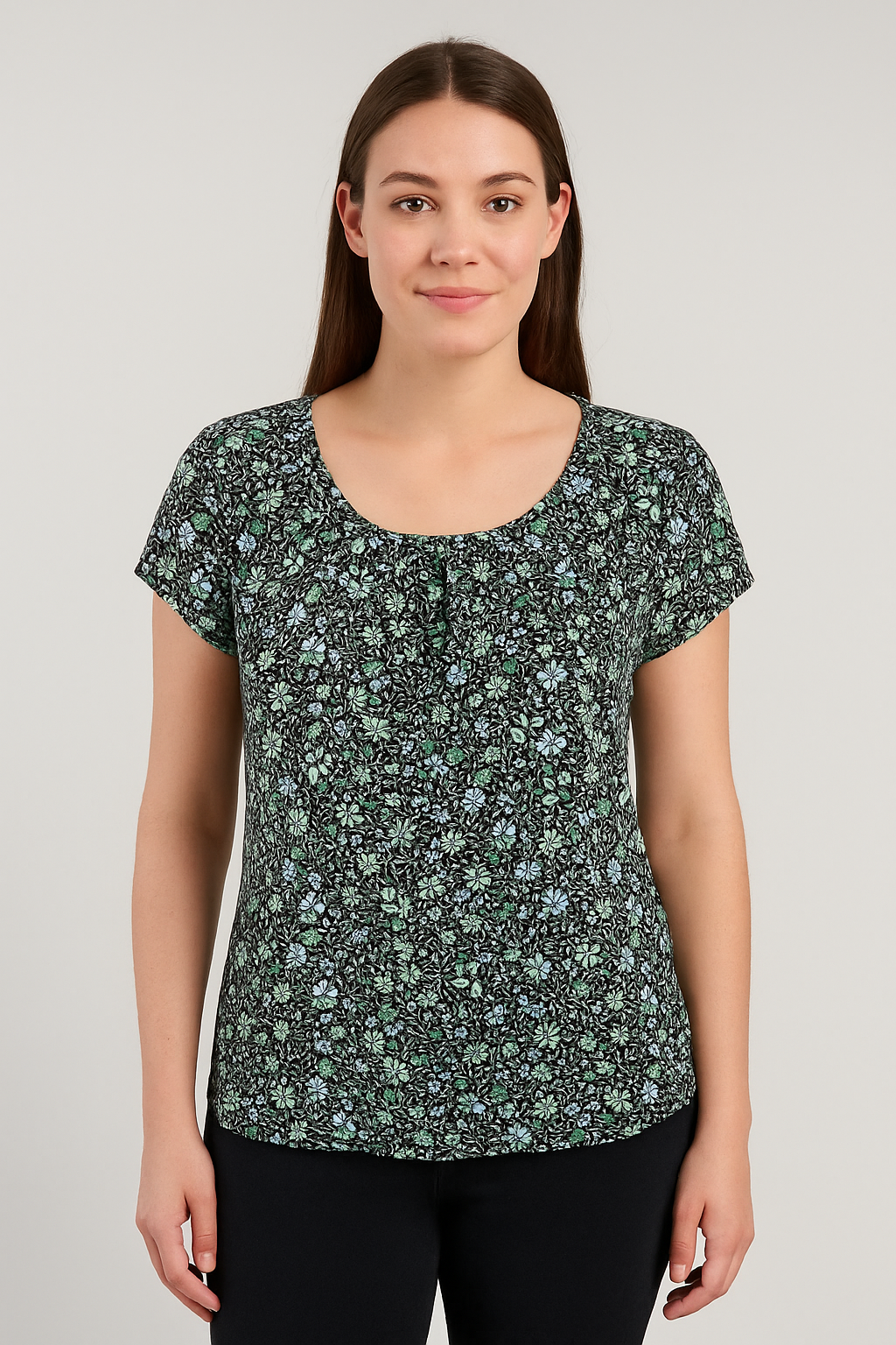 Loft Navy/Multi Floral Pre-Owned Ladies Top - Size Small