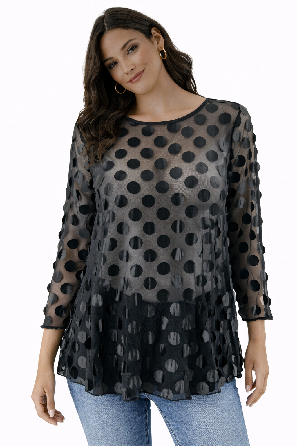 Ali Miles -  Black Circles Pre-Owned Ladies Casual Top - Size XS