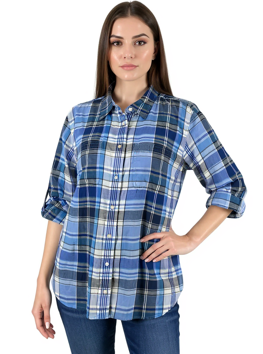 Ralph Lauren Blue/White Plaid Pre-Owned Ladies New With Tags Tops - Size 2X