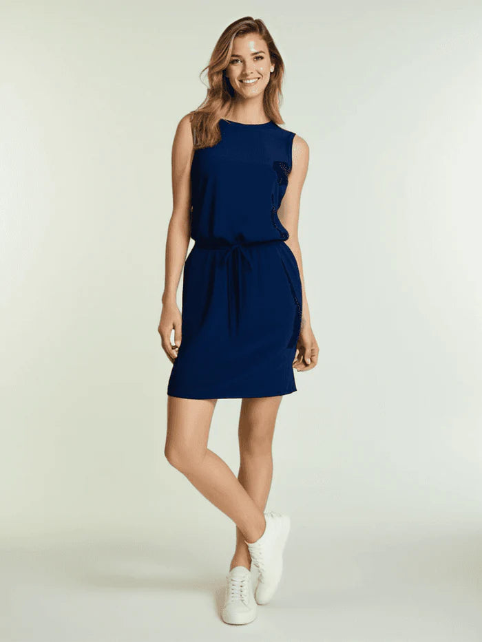 Belle Navy Solid Pre-Owned Ladies Dress - Size Small