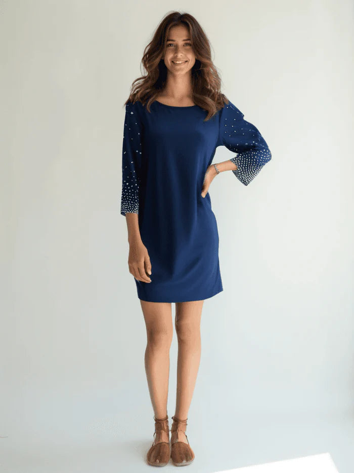 MSK Navy Pearls Pre-Owned Ladies New with Tags Dress - Size Medium