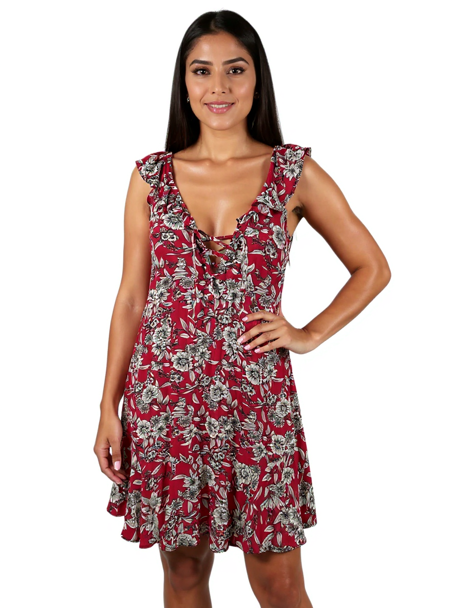 American Eagle Pink/White Floral Pre-Owned Ladies Dress - Size Small