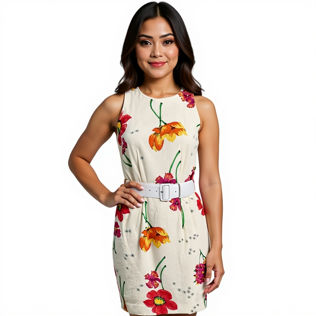 Kamisato White/Pink/Orange Floral Pre-Owned Dress - Size 6