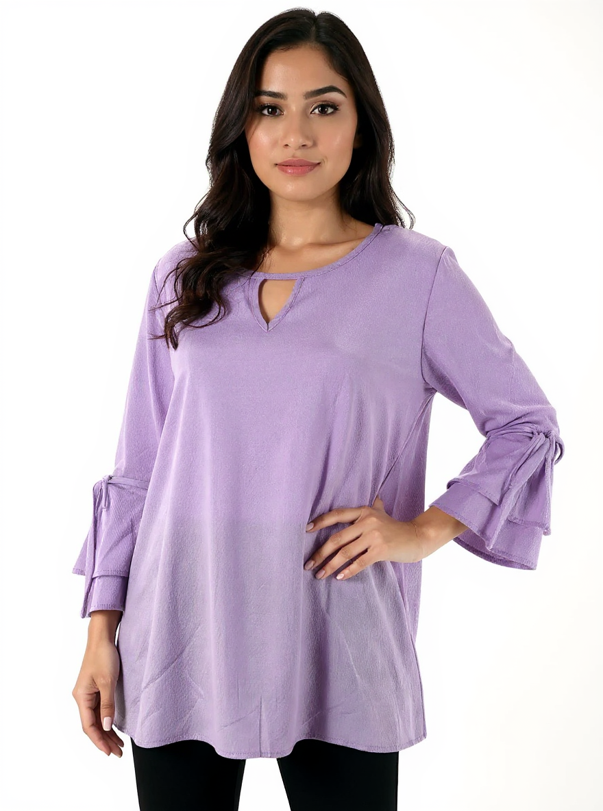 LTX Lavender Solid Tunic Top in size large, featuring a bohemian and feminine style for casual wear.