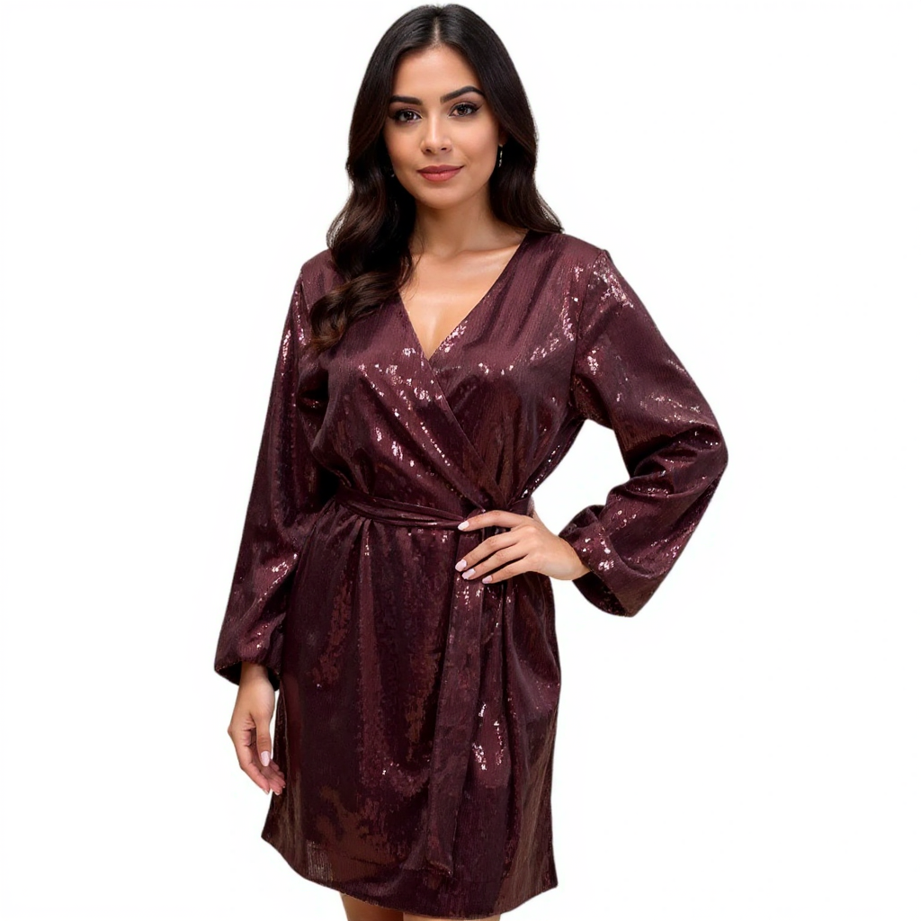 INC Maroon Sequin Pre-Owned Ladies Dress - Size Large