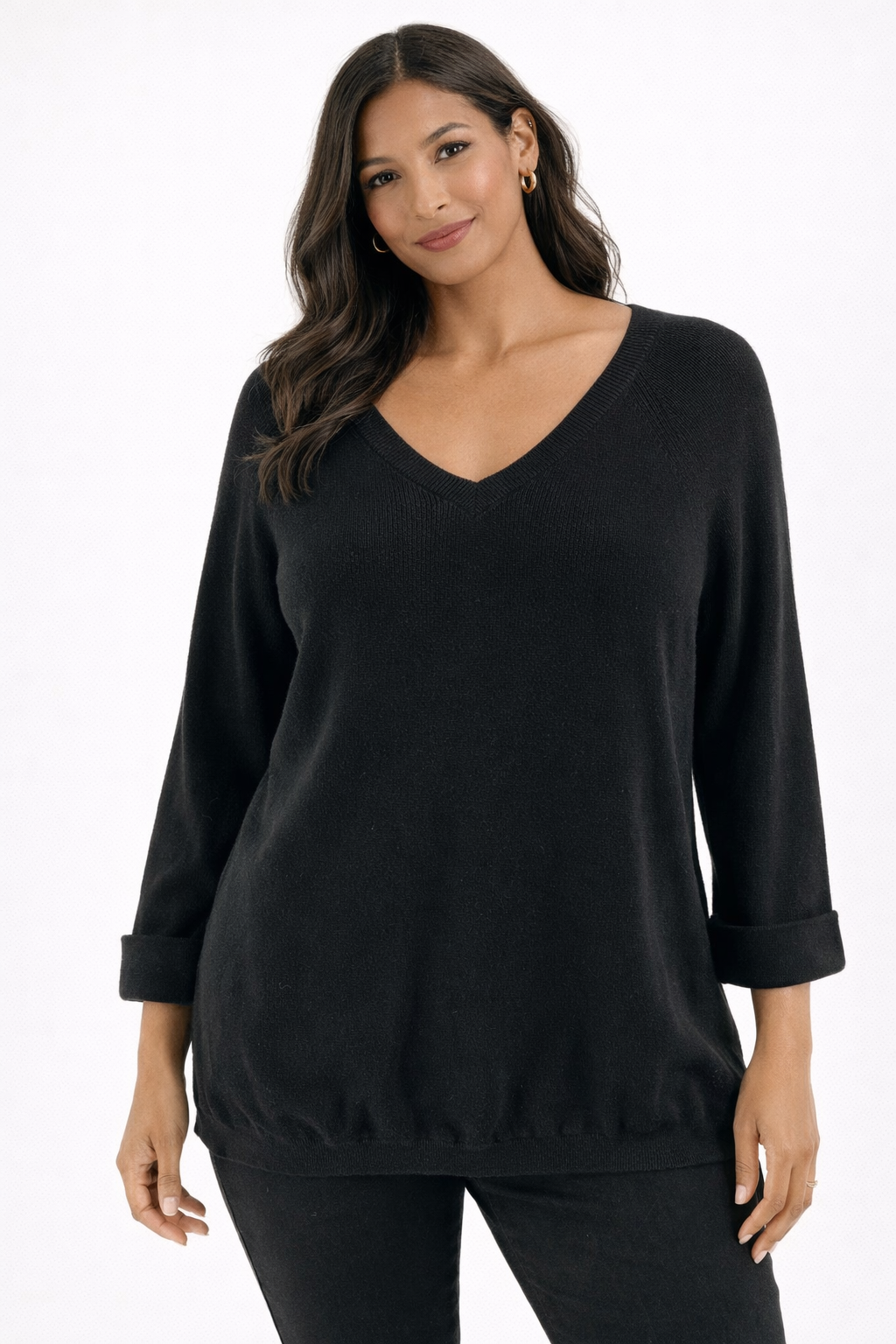 Belford - Black Solid Pre-Owned Ladies Casual Top - Size XL