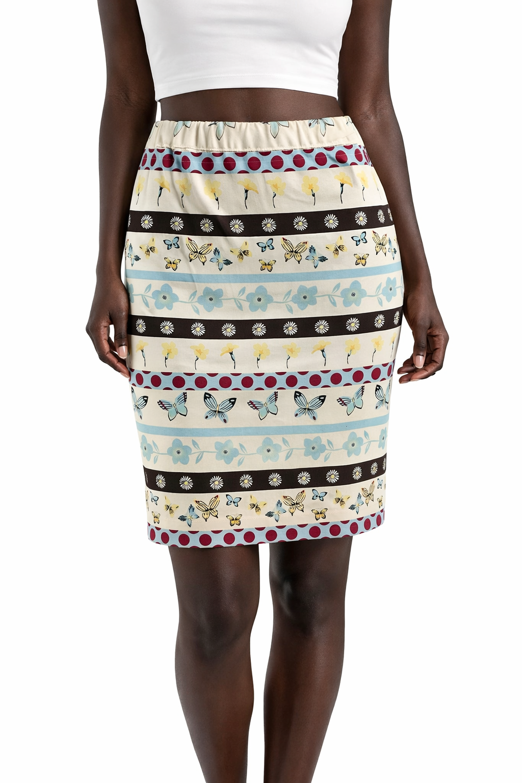 Harolds - cream/blue/red Floral Pre-Owned Ladies Skirt - Size Medium