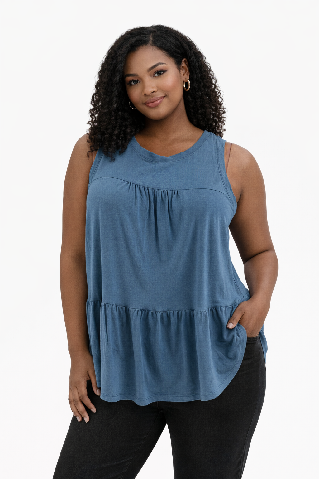 Gap Slate Blue Solid Pre-Owned Ladies Sleeveless Top - Size 2XL