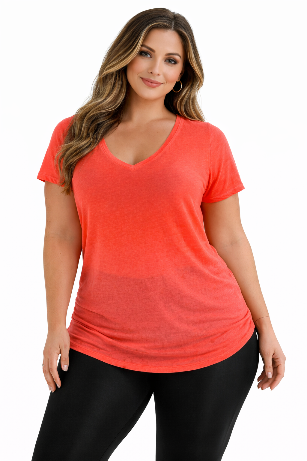 Lane Bryant Coral Solid Pre-Owned Ladies Casual Top -  Size 18/20