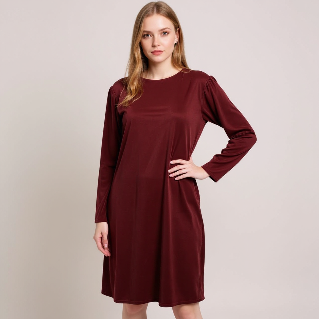 A New Day Burgandy Ladies Pre-Owned Dress - Size XL