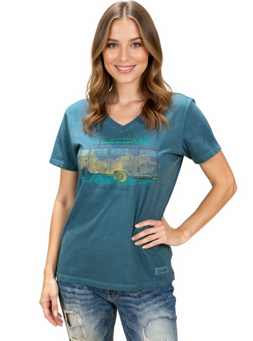 Life is Good Turquoise Pre-Owned Ladies Top - Size Small