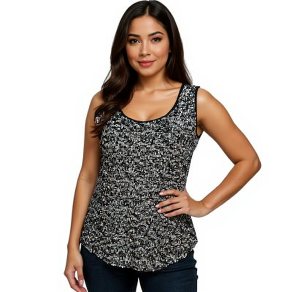 Est 1946 Black Sequins Pre-Owned Ladies Top - Size XL