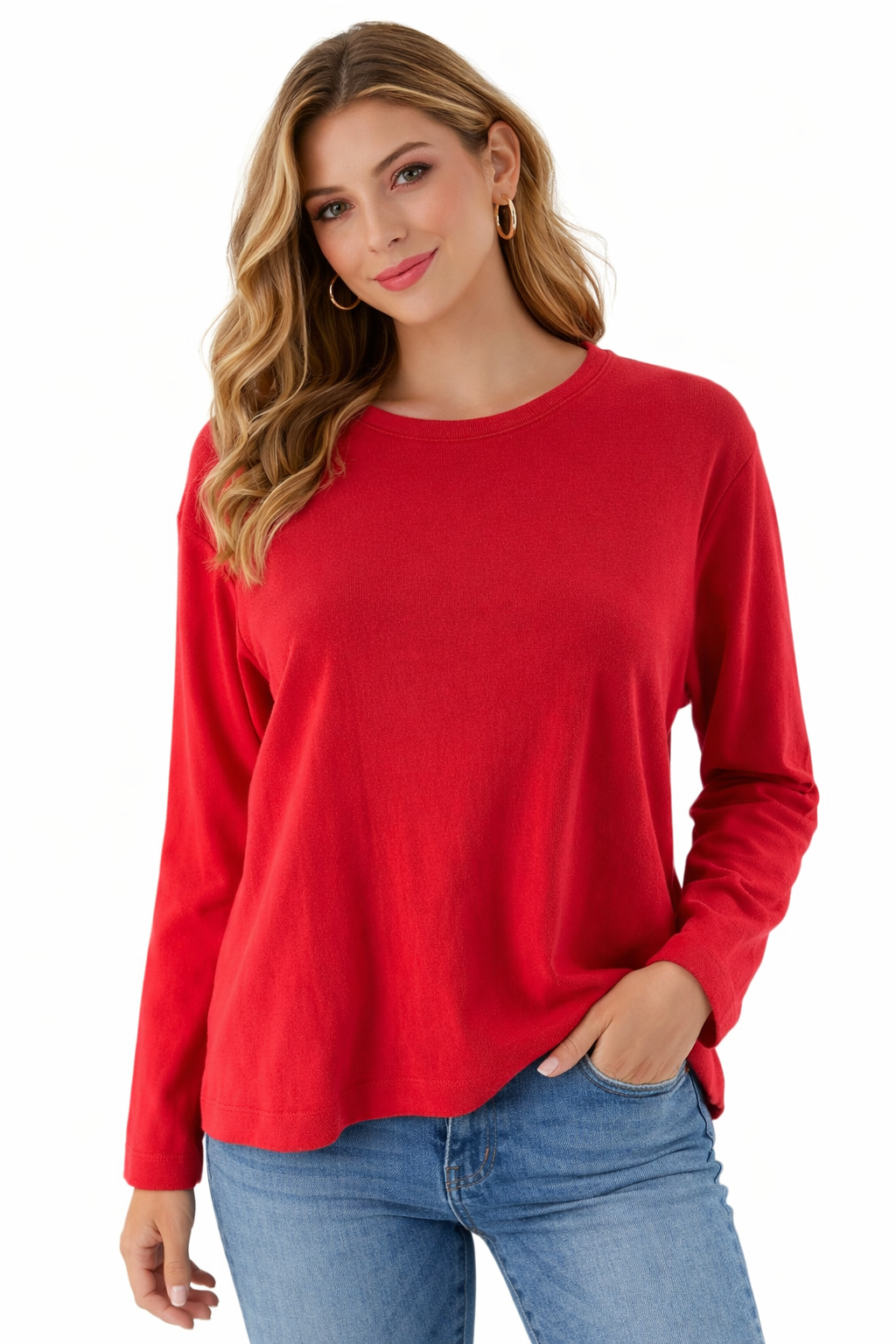 Bordado -  Red Solid Pre-Owned Ladies New With Tags Casual Top - Size M