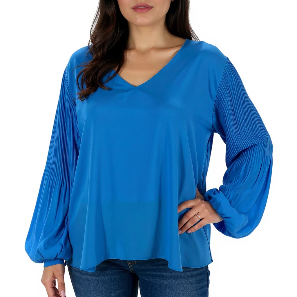 Ann Taylor Blue Solid Ladies Pre-Owned Top - Size Large