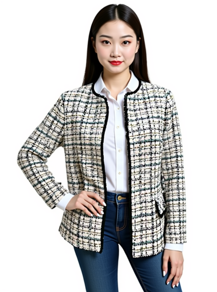 Helene Berman Pink/Black Tweed Pre-Owned Ladies Jacket - Size Large