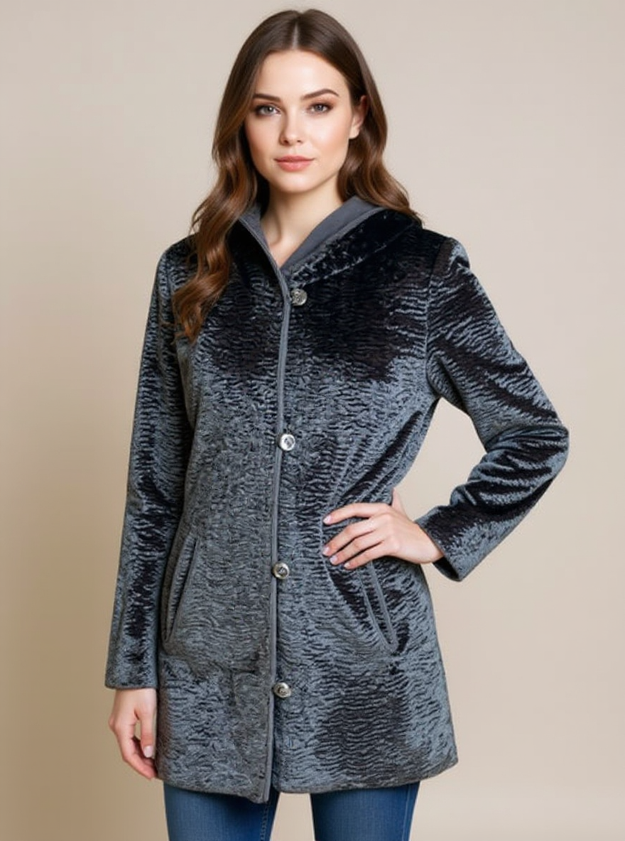 Creenstone Black Pre-Owned Ladies Coat - Size 8
