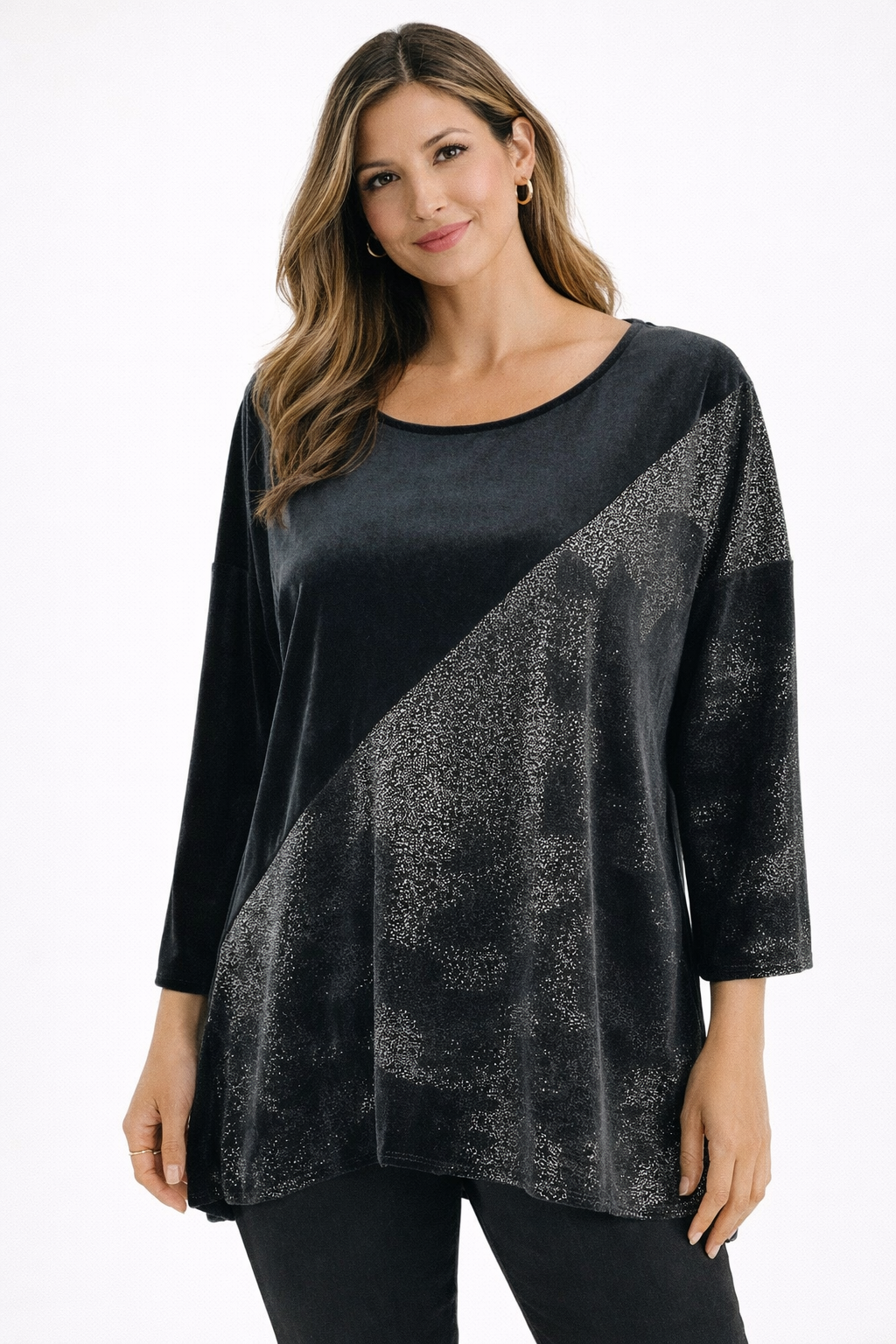 Alfani - Black Velvet Pre-Owned Ladies Casual Top - Size XL