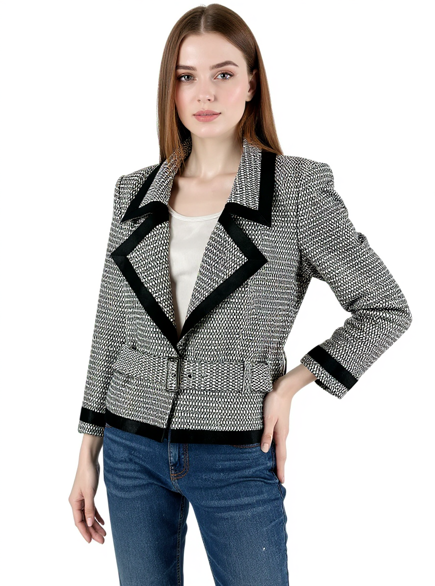 Doncaster Black/White Print Pre-Owned Ladies Blazer - Size 10