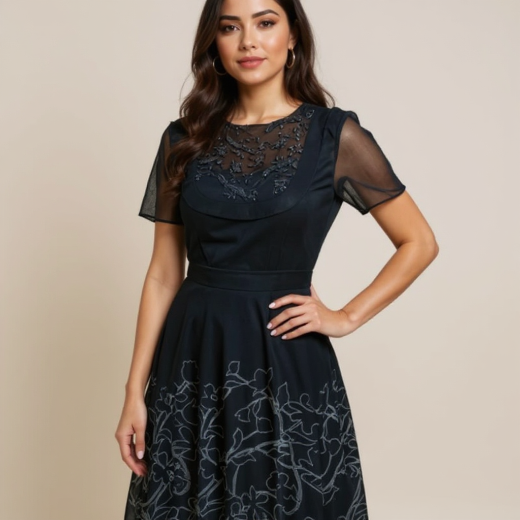 SB Black Solid Beaded Pre-Owned Ladies New with Tags Dress - Size 8