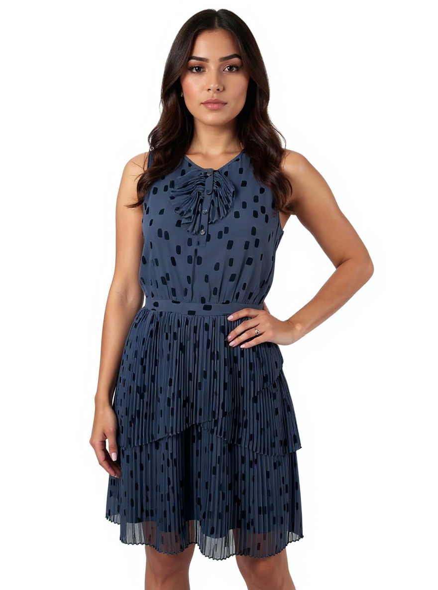 Banana Republic Blue/Black Print Pre-Owned Ladies New With Tags Dress - Size 2
