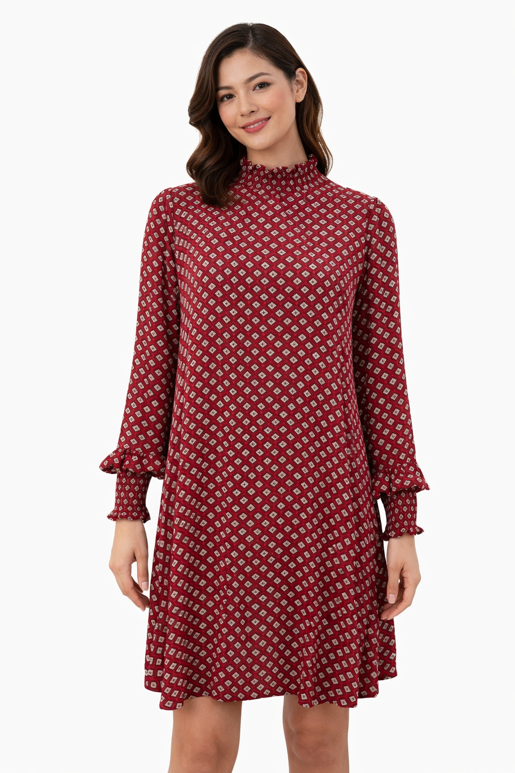 MP/C Red/Black/Tan/Biege Diamond Pre-Owned Ladies Dress - Size XS