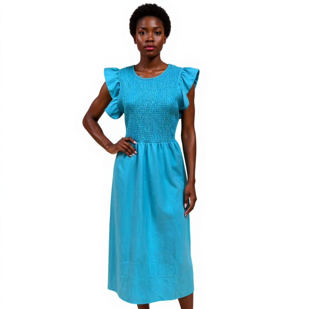 Michelle McDowell Aqua Solid Ladies Pre-Owned Dress - Size Large