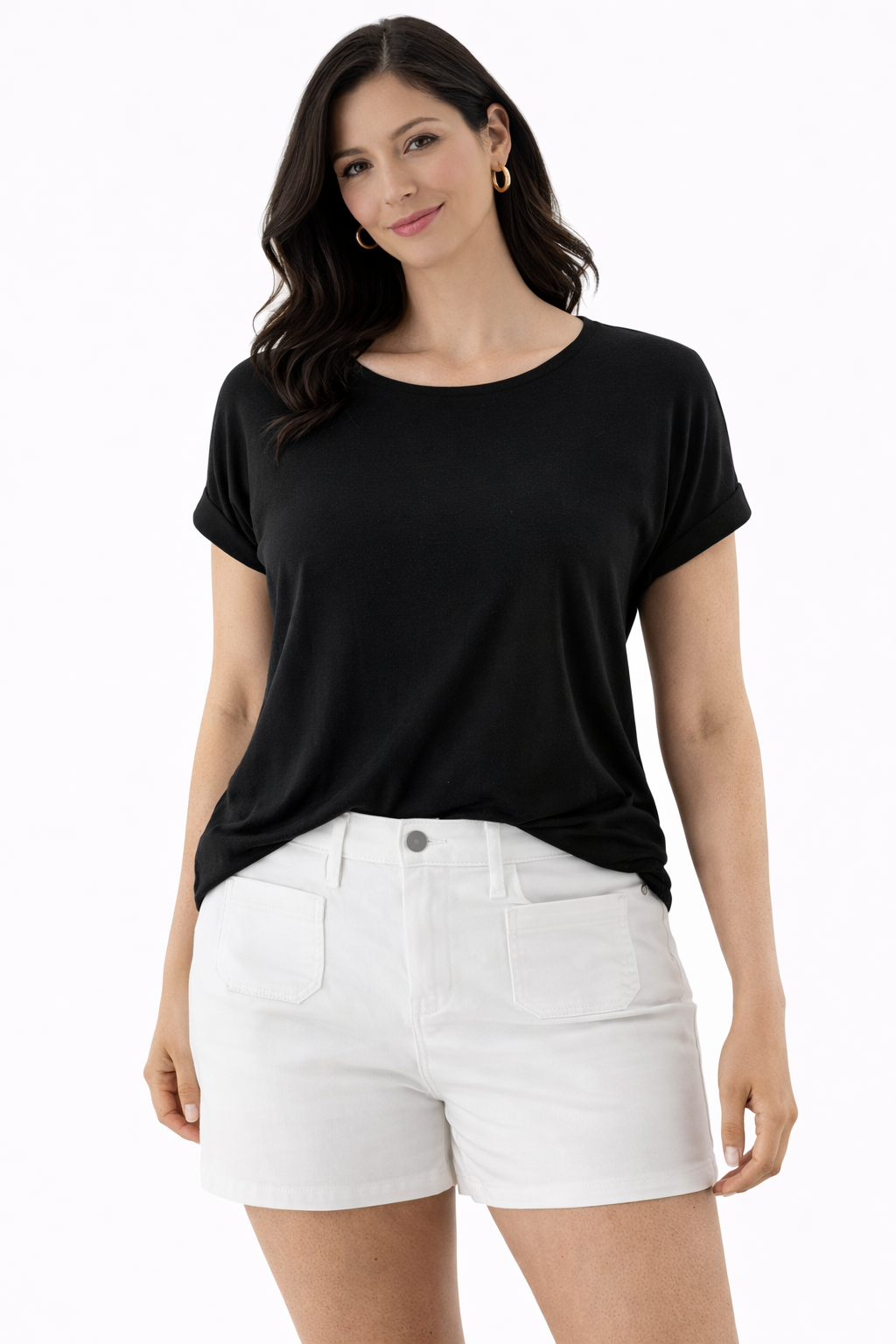 Nicole Miller White Solid Pre-Owned Ladies Shorts - Size 4