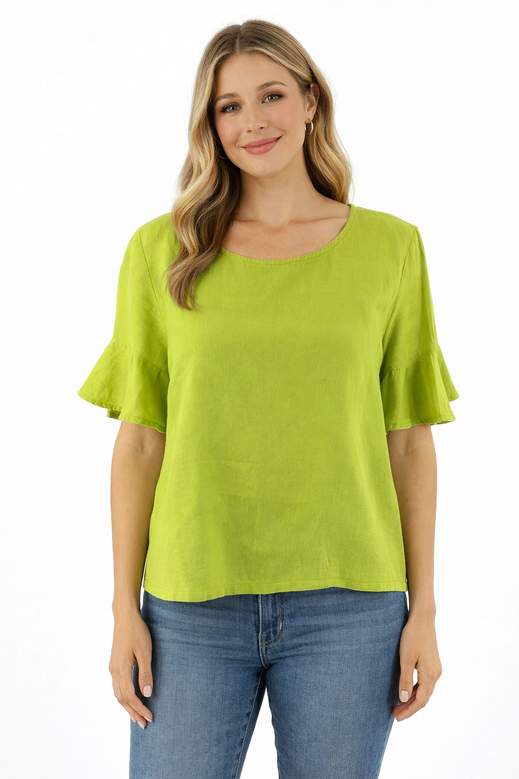For Cynthia - Lime Solid Pre-Owned Ladies Casual Top - Size Large