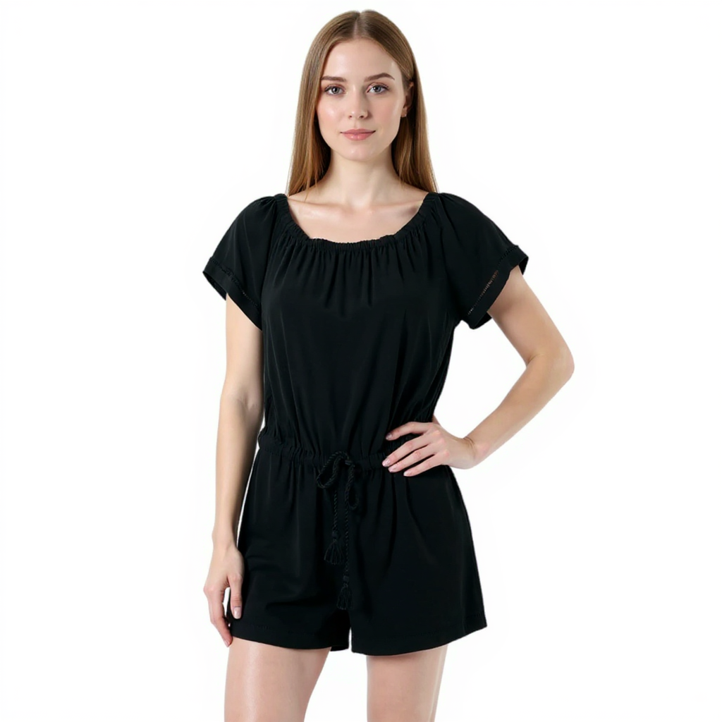 Loft Black Solid Ladies Pre-Owned Romper - Size Medium Petite