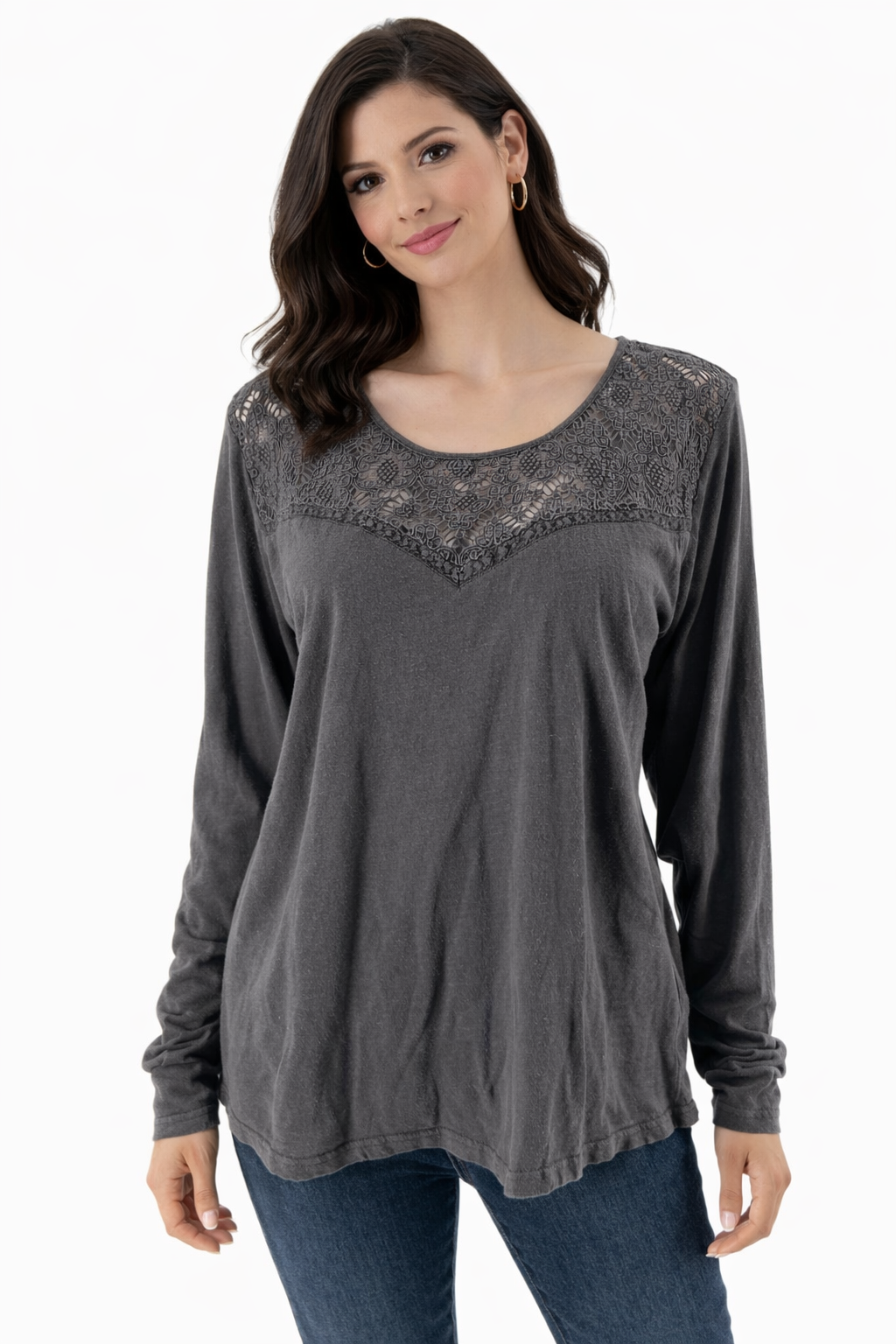 Kuhl - Gray Lace Pre-Owned Ladies Casual Top - Size XL