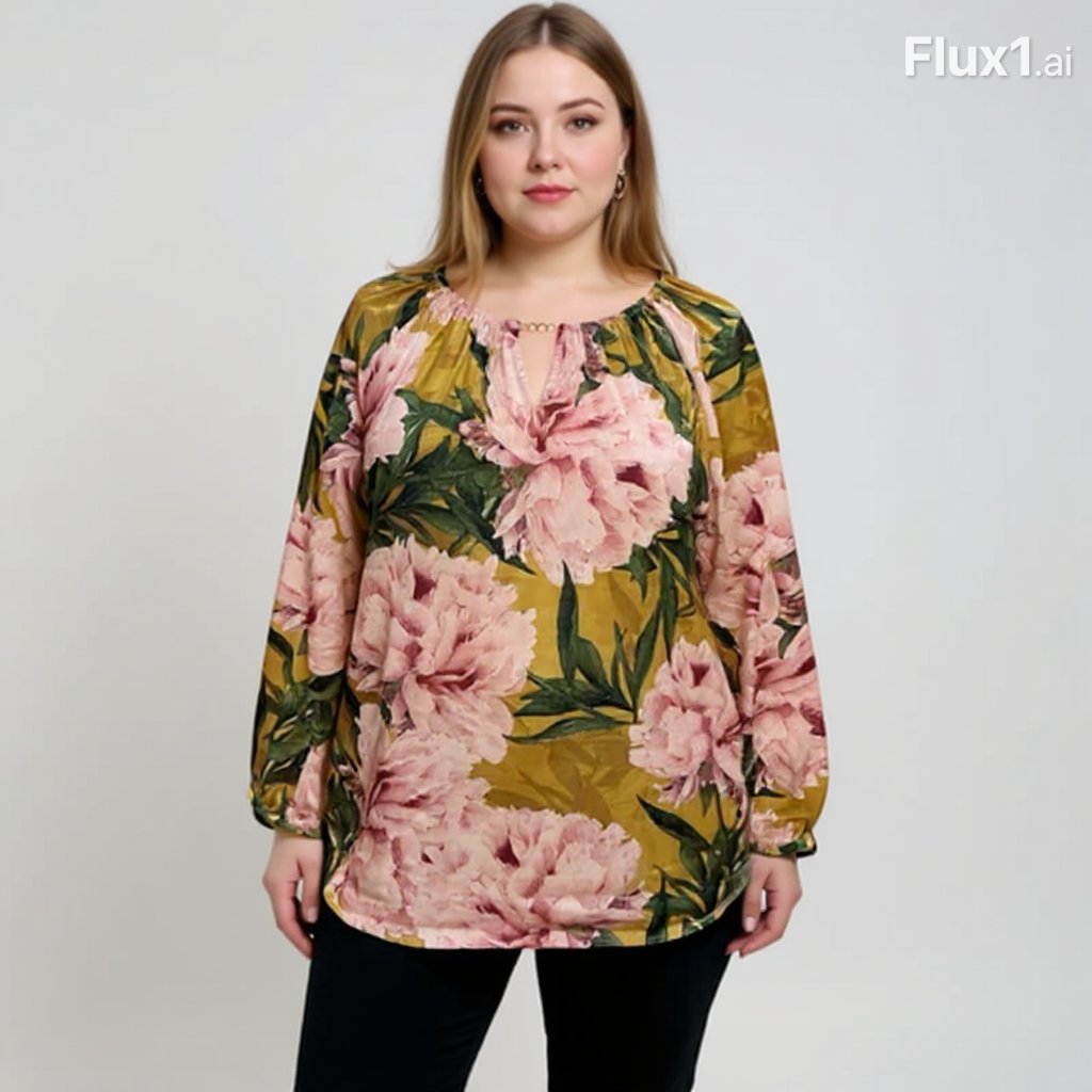 Chico's Green/Pink Floral Pre-Owned Ladies Top - Size XL