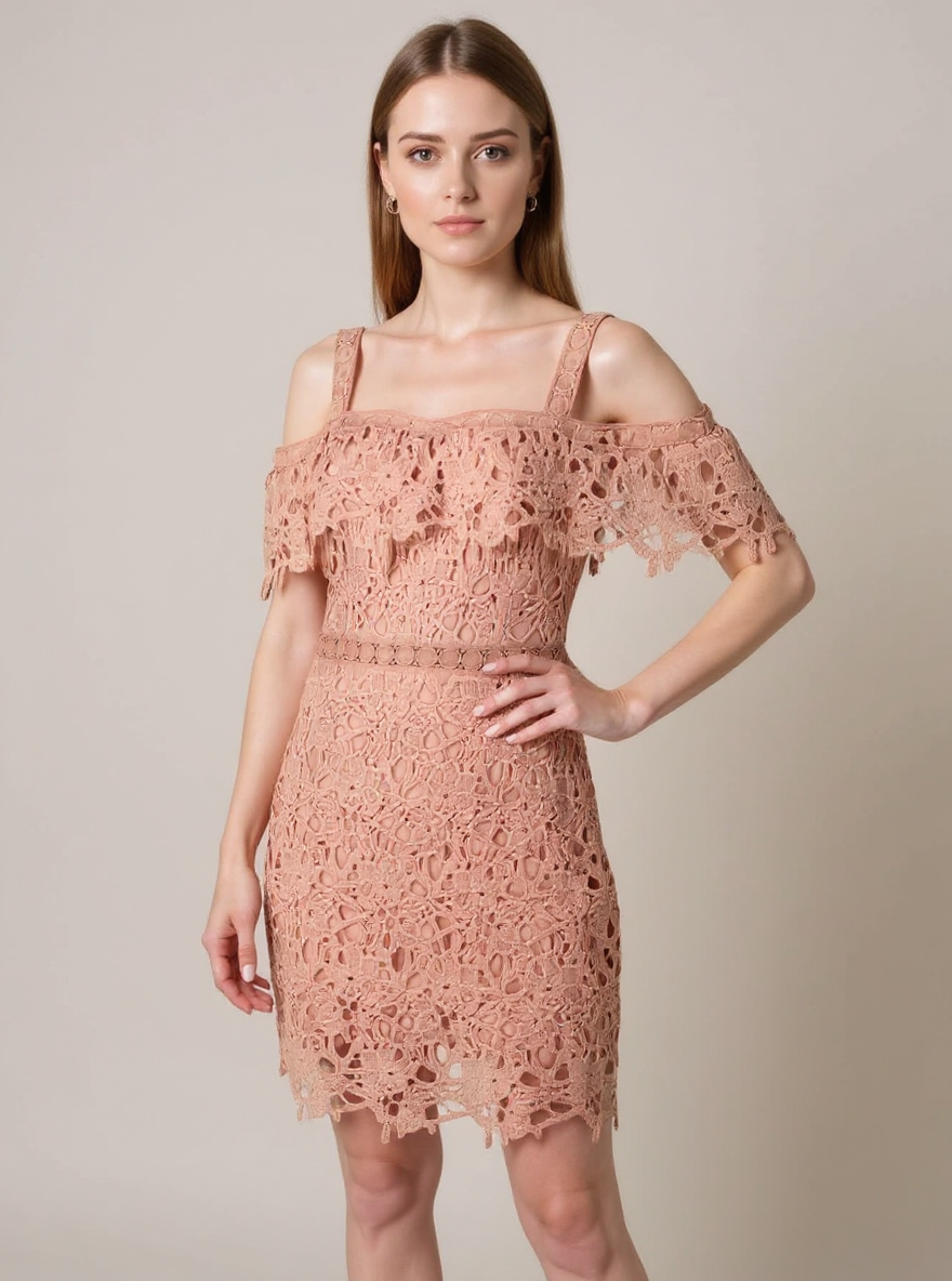 Main Strip Pink Solid Pre-Owned Ladies Dress - Size Large