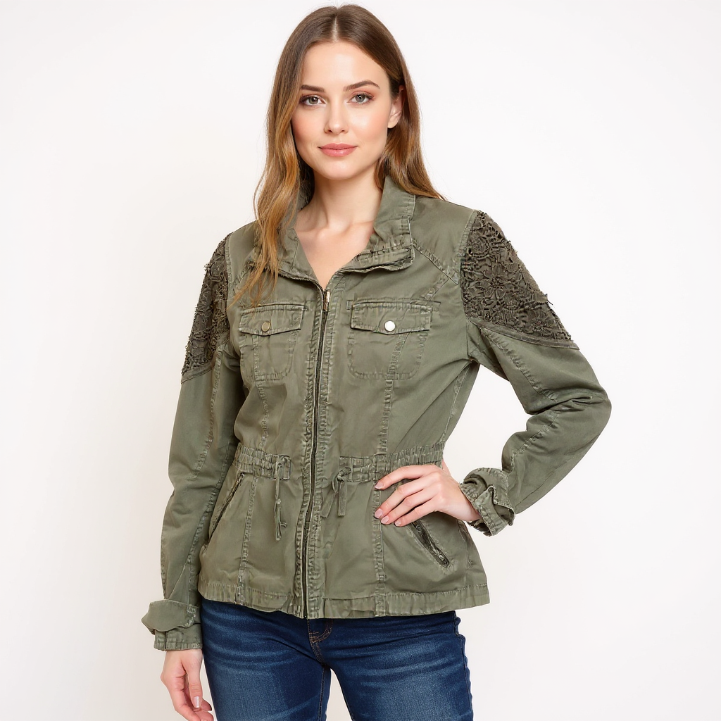 Love Tree Olive Pre-Owned Ladies Jacket -Size Large