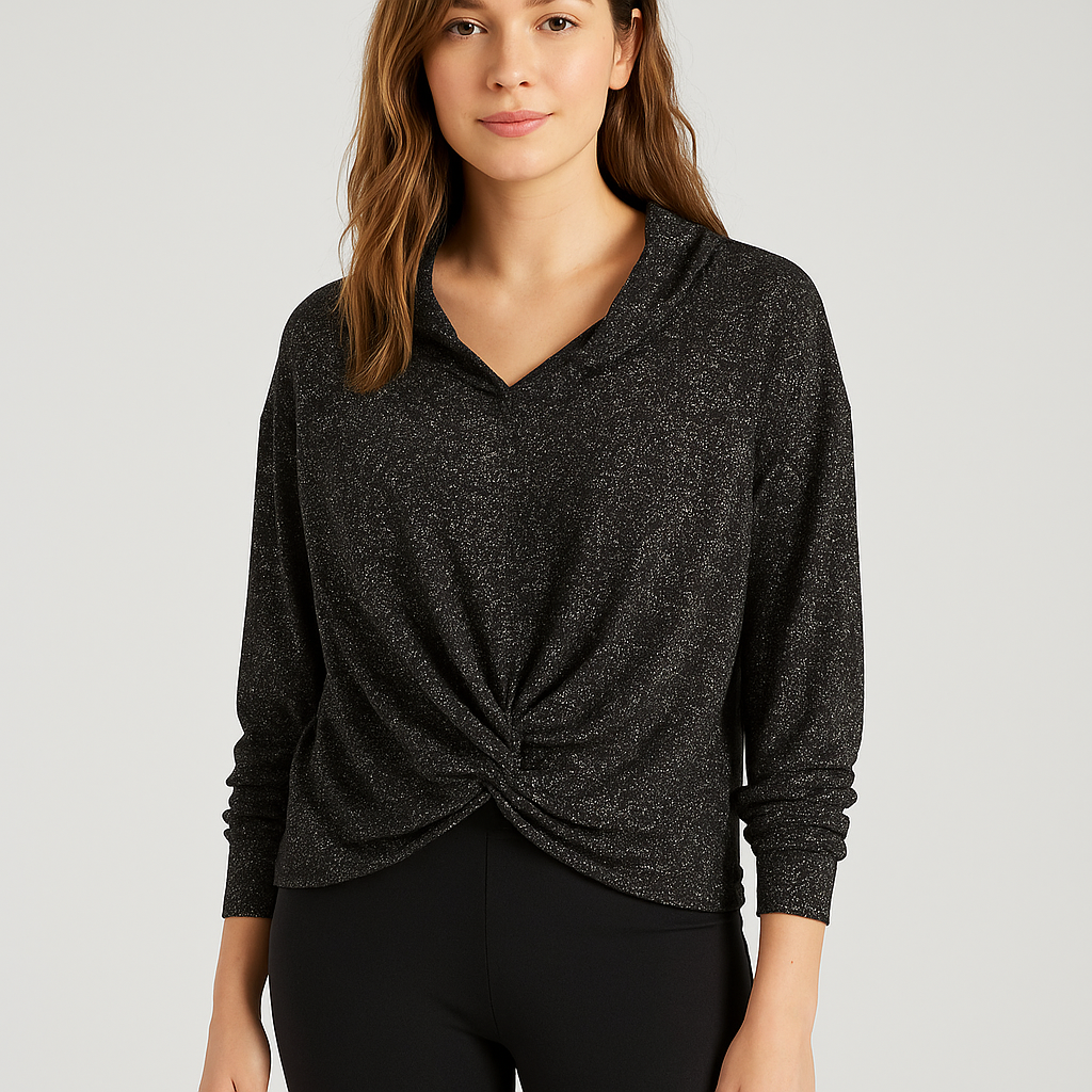 Sanctuary Black/Silver Sparkle Pre-Owned Ladies New with Tags Top - Size Small - Margaret’s Fine Consignment