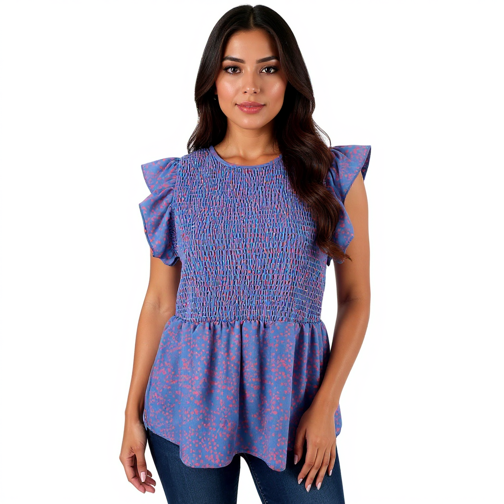 Michelle Mcdowell Purple/Pink Print Pre-Owned Ladies New with Tags Top - Size Medium