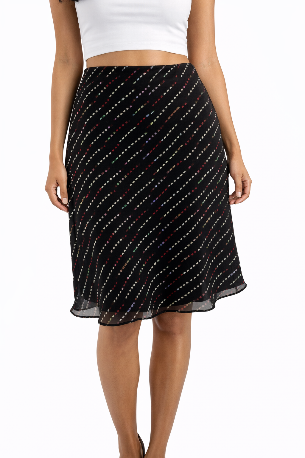 Express - Black/Tan/Red Dots Pre-Owned Ladies Skirt - Size Medium