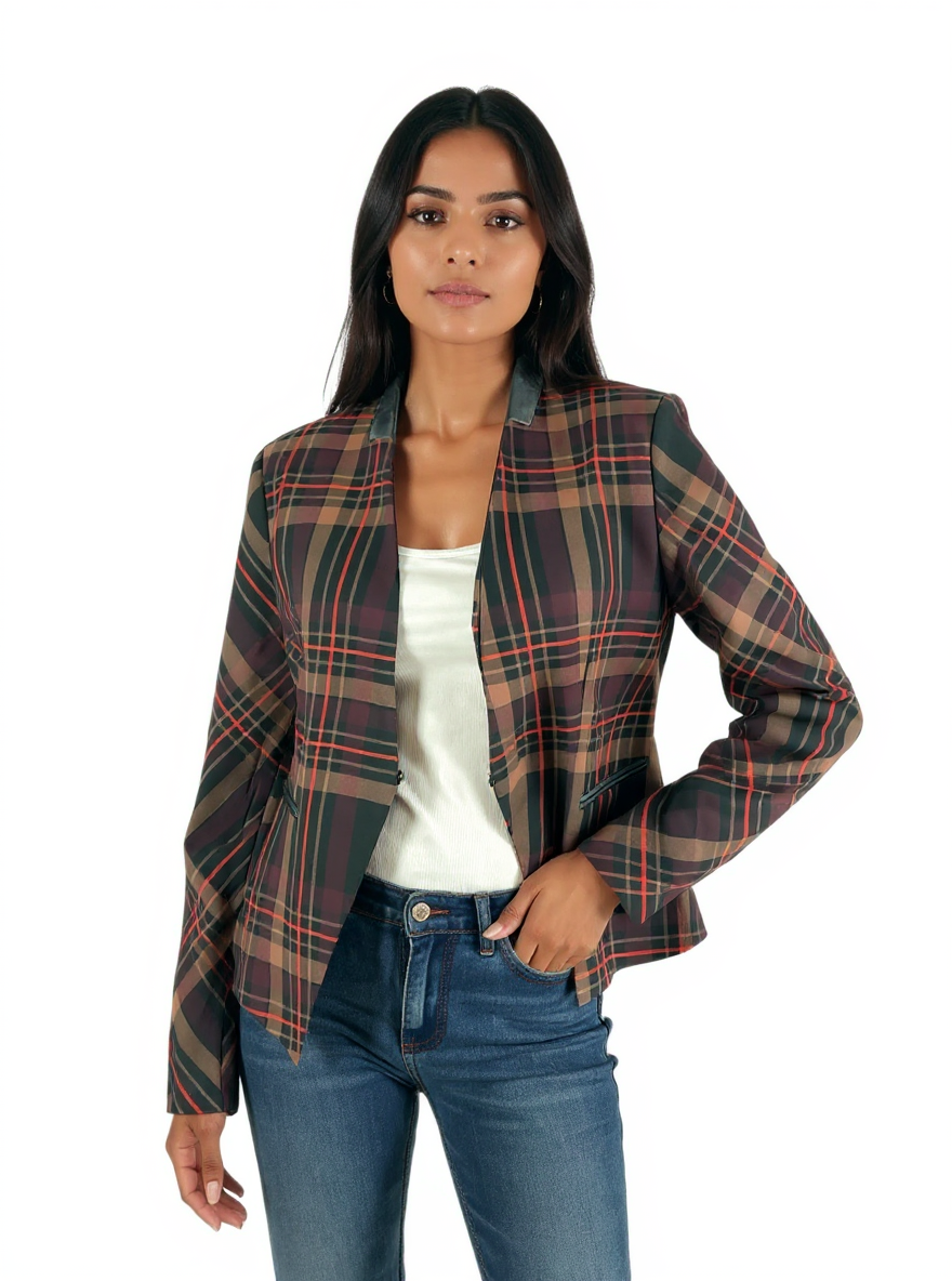 7th Avenue Brown/Black/Red Pre-Owned Ladies Blazer -  Size 6
