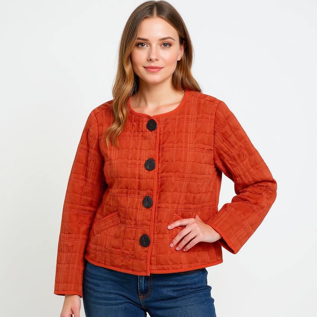 Liv Burnt Orange Quilted Pre-Owned Ladies New with Tags Jacket – Size Medium