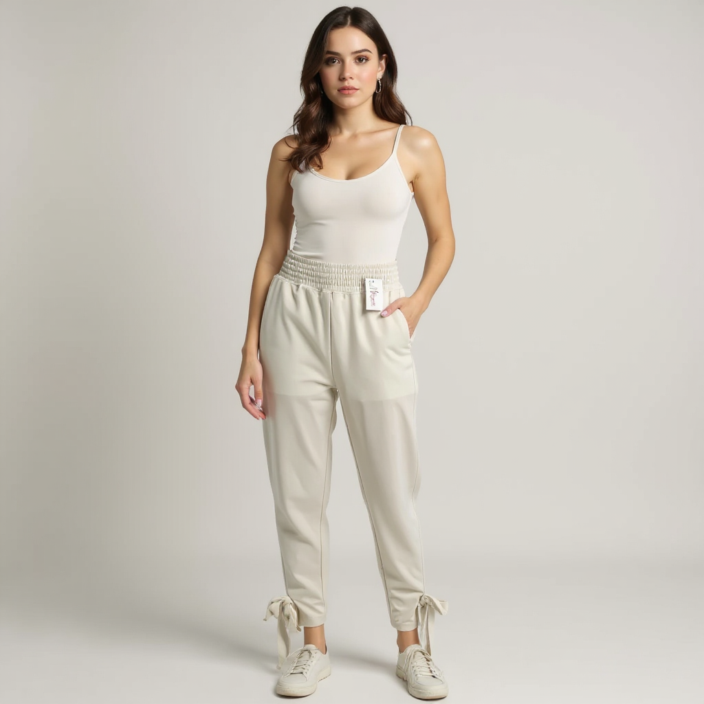 Fabletics Cream Pre-Owned Ladies Pants – Size Large