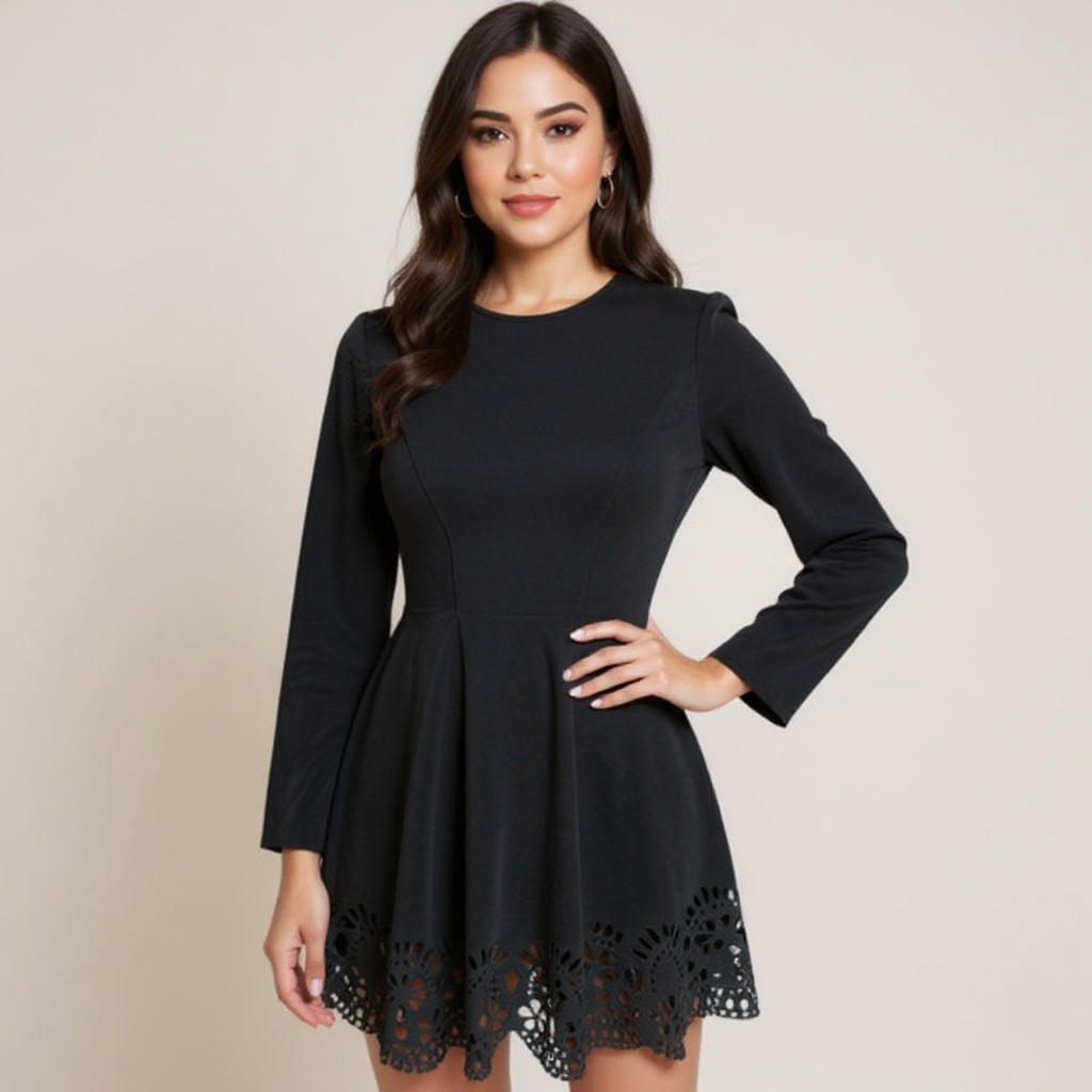 Black Solid Pre-Owned Ladies Dress - Size Small