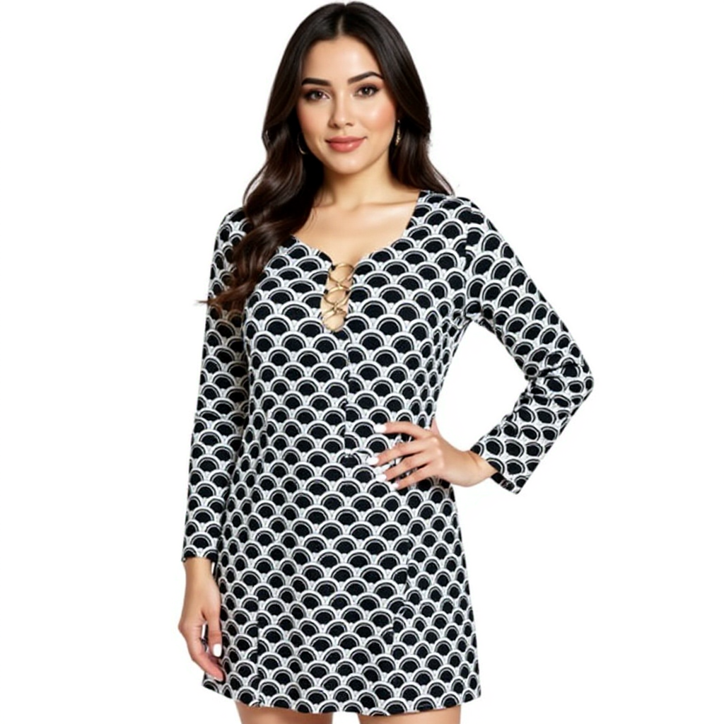 MSK Black/White Print Pre-Owned Ladies Dress - Size Large